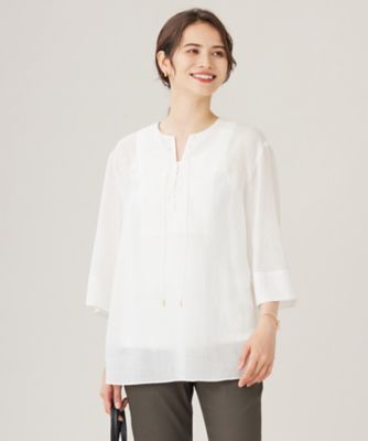 ＜自由区 L (Women/大きいサイズ)＞【カタログ掲載・接触冷感・洗える】ラミーローンプルオーバー　ブラウス（ＢＬＷＲＣＡ０１０３）