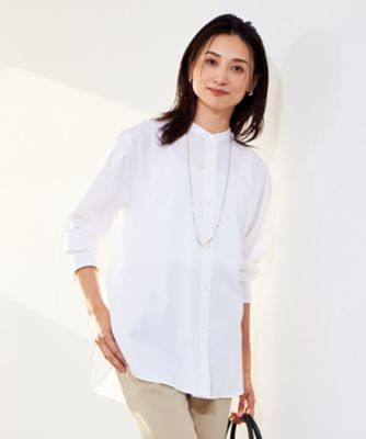 ＜自由区 L (Women/大きいサイズ)＞【洗える】ＳＯＭＥＬＯＳレーヨンバンドカラー　シャツ（ＢＬＷＲＣＭ０３０６）