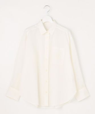 ＜自由区 L (Women/大きいサイズ)＞【洗える】レーヨンリネンベーシック　シャツ（ＢＬＷＲＣＭ０５０４）