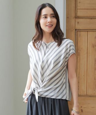 ＜自由区 L (Women/大きいサイズ)＞【洗える】レーヨンリネンリボン　ブラウス（ＢＬＷＲＣＭ０５０５）