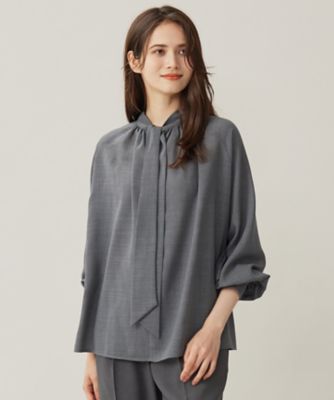 ＜自由区 L (Women/大きいサイズ)＞【セットアップ対応・洗える】ハイツイストビエラボウタイ　ブラウス（ＢＬＷＲＣＷ０４０９）