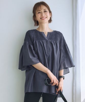 シルクコットンローンスモッキング刺繍 ブラウス