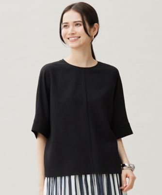 ＜自由区 L (Women/大きいサイズ)＞【セットアップ対応・接触冷感・ＵＶカット・洗える】ライトリネンライク　Ｔブラウス（ＢＬＷＲＧＡ０００５）