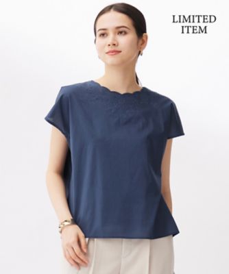 WEB限定・接触冷感・洗える】エンブロイダリーローンプルオーバー