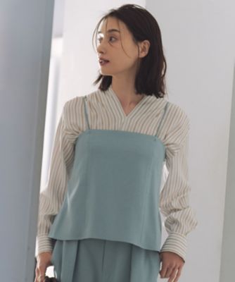 ＜自由区 L (Women/大きいサイズ)＞【洗える】ＳＯＭＥＬＯＳクロップド丈　ブラウス（ＢＬＷＲＧＭ０３１３）