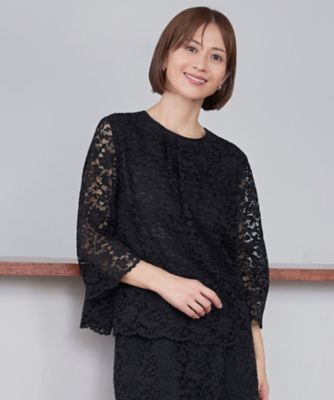 ＜自由区 L (Women/大きいサイズ)＞【セットアップ対応・洗える】フルールスカラレースプルオーバー　ブラウス（ＢＬＷＲＧＳ０００６）