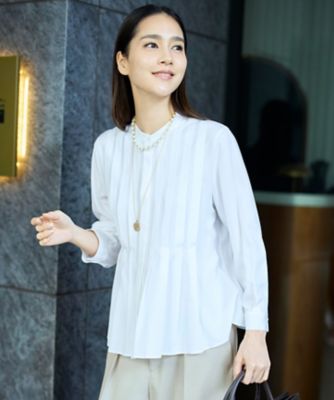 ＜自由区 L (Women/大きいサイズ)＞ドレープブロードタック　ブラウス（ＢＬＷＲＬＭ０３０９）