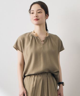 自由区 L (Women/大きいサイズ)/ジユウクＬ 【カタログ掲載・人気素材・新型登場・セットアップ対応】エアリーツイルプルオーバー　ブラウス（ＢＬＷＲＬＭ０５１７）