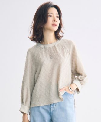 ＜自由区 L (Women/大きいサイズ)＞【セットアップ対応】ワッシャーカットジャカード　ブラウス（ＢＬＷＲＬＳ０２０６）