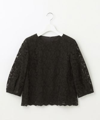 洗える／セット可】フラワーコードレース ペプラムブラウス