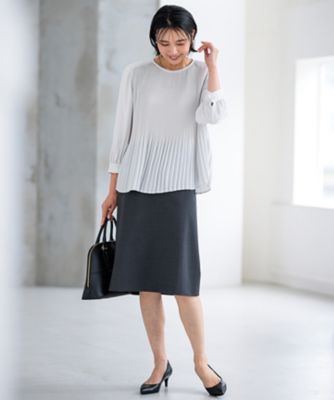 洗える】ライトバックサテンアムンゼン プリーツ ブラウス