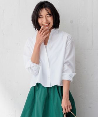 ＜23区 S (Women/小さいサイズ)＞【Ｏｇｇｉ４月号掲載／洗える】ＣＡＮＣＬＩＮＩ　クロップド　シャツ（ＢＬＷＳＣＭ０３１４）
