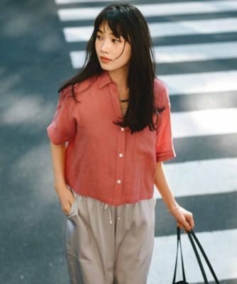 洗える】LIBECOリネン クロップド シャツ（BLWSCM0611