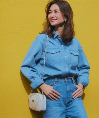 ＜23区 S (Women/小さいサイズ)＞【洗える】２３区ＤＥＮＩＭ　ライトダンガリー　シャツ（ＢＬＷＳＣＳ０２１５）