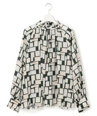 洗える】ARGENTI コラージュプリント ブラウス