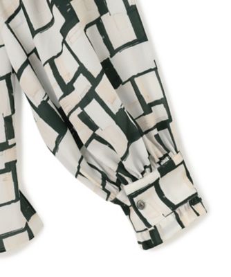 洗える】ARGENTI コラージュプリント ブラウス