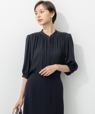 ヘアフック、ヘアピン5点セット③バックギャザーブラウス ライトバックサテンアムンゼン ギャザーブラウス
