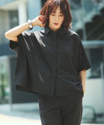 ＜23区 S (Women/小さいサイズ)＞【洗える】ＴＷマットクロス　ポンチョシルエット　シャツ（ＢＬＷＳＧＡ０３０２）