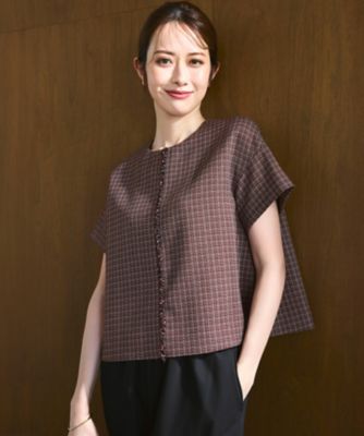 ＜23区 S (Women/小さいサイズ)＞【洗える】ツイーディーカラーミックス　ハーフスリーブ　ブラウス（ＢＬＷＳＧＡ０３０７）