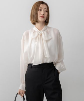 ＜23区 S (Women/小さいサイズ)＞【見上愛さん着用／洗える】シアービエラ　ボウタイ　ブラウス（ＢＬＷＳＧＡ０３１４）