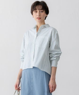 【SALE】23区 S (Women/小さいサイズ)/ニジュウサンク エス CANCLINI クロップド テントライン シャツ(BLWSGM0312) 101_シロ トップス【三越伊勢丹/公式】