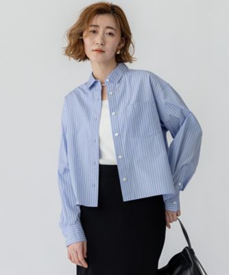 【SALE】23区 S (Women/小さいサイズ)/ニジュウサンク エス CANCLINI クロップド テントライン シャツ(BLWSGM0312) 172_スカイブルー トップス【三越伊勢丹/公式】