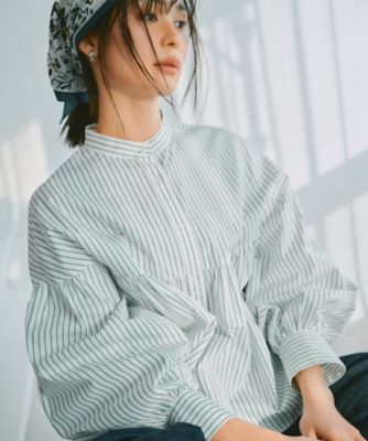 洗える】CANCLINI ギャザー フレア ブラウス