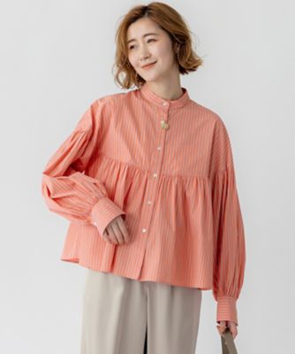 洗える】CANCLINI ギャザー フレア ブラウス