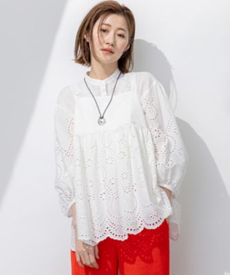 ＜23区 S (Women/小さいサイズ)＞【洗える】コットンエンブロイダリー　キャミソール（ＢＬＷＳＧＭ０５０８）