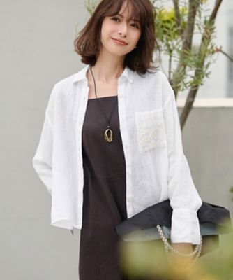 23区 S (Women/小さいサイズ)/ニジュウサンク エス 【洗える】LIBECO クロップド シャツ(BLWSGM0510)
