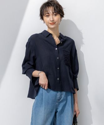 【洗える】ＬＩＢＥＣＯ　クロップド　シャツ（ＢＬＷＳＧＭ０５１０）
