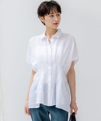 ＜23区 S (Women/小さいサイズ)＞【洗える】ＬＩＢＥＣＯリネン　タック　デザイン　シャツ（ＢＬＷＳＧＭ０６１２）