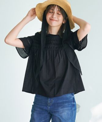 ＜23区 S (Women/小さいサイズ)＞【ＷＥＢ＆一部店舗限定】コットンローン　ピンタック　フレア　ブラウス（ＢＬＷＳＧＭ６８２５）