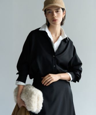 ＜23区 S (Women/小さいサイズ)＞【滝沢眞規子さん着用／洗える】メリノウールサテン　２ＷＡＹドルマンスリーブシャツ（ＢＬＷＳＧＷ０５１５）