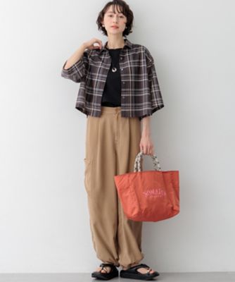 見上愛さん着用】ハイツイストシアーチェック クロップド シャツ 