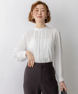バックサテンアムンゼン フロントタックブラウス