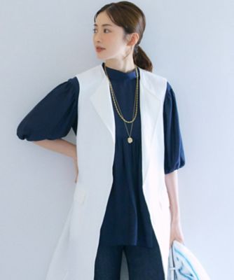 ＜三越伊勢丹/公式＞【SALE】23区 S (Women/小さいサイズ)/ニジュウサンク エス エアリーシフォン 2WAY パフスリーブ ブラウス ネービーブルー トップス【三越伊勢丹/公式】