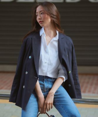 ＜23区 S (Women/小さいサイズ)＞【洗える】ＣＡＮＣＬＩＮＩ　ポケット付き　パールボタン　シャツブラウス（ＢＬＷＳＳＭ０３１０）