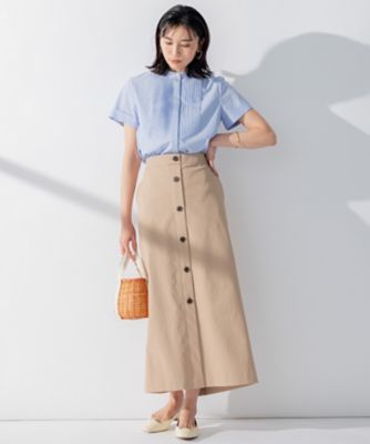 美品 23区 コットンポプリンピンタックブラウス 洗える 大きいサイズ48 洗える】コットンポプリン ピンタック ブラウス（BLWSSM0505