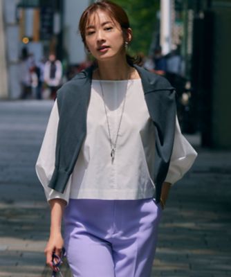 ＜23区 S (Women/小さいサイズ)＞【一部店舗限定／洗える】ハイカウントウェザーストレッチ　ボートネック　コンパクト　ブラウス（ＢＬＷＳＳＭ０８６６）