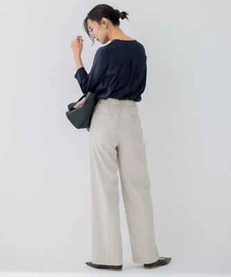 【洗える】　バックサテンアムンゼン　キーネック　ブラウス（ＢＬＷＳＳＳ０２０５）