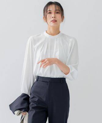 ＜23区 S (Women/小さいサイズ)＞【洗える】　バックサテンアムンゼン　スタンドカラー　ブラウス（ＢＬＷＳＳＳ０２０６）
