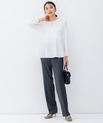 23区 【洗える】バックサテンアムンゼン ペプラムデザイン ブラウス 美品 洗える】バックサテンアムンゼン ペプラム デザイン ブラウス