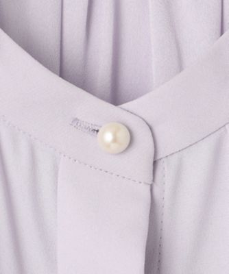 洗える】バックサテンアムンゼン パール釦 ブラウス