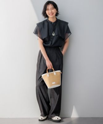 23区★シアーフィルムブラウス、黒ジョーゼットブラウス★２枚セット 接触冷感／洗える】シアーフィルム ブラウス