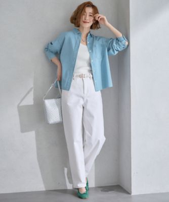 【Ｏｇｇｉ４月号掲載／洗える】２３区ＤＥＮＩＭ　ライトダンガリー　クロップドシャツ（ＢＬＷＷＣＳ０２１６）
