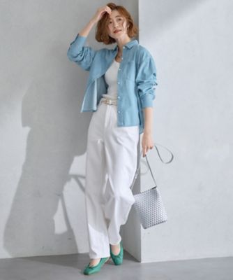 【Ｏｇｇｉ４月号掲載／洗える】２３区ＤＥＮＩＭ　ライトダンガリー　クロップドシャツ（ＢＬＷＷＣＳ０２１６）