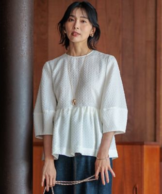 ＜23区 L (Women/大きいサイズ)＞【一部店舗限定／洗える】プレザンスジャカード　ペプラム　ブラウス（ＢＬＷＷＣＷ０３１４）