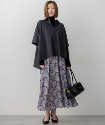 洗える】TWマットクロス ポンチョシルエット シャツ