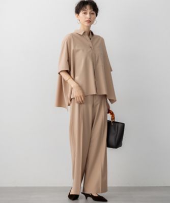 洗える】TWマットクロス ポンチョシルエット シャツ